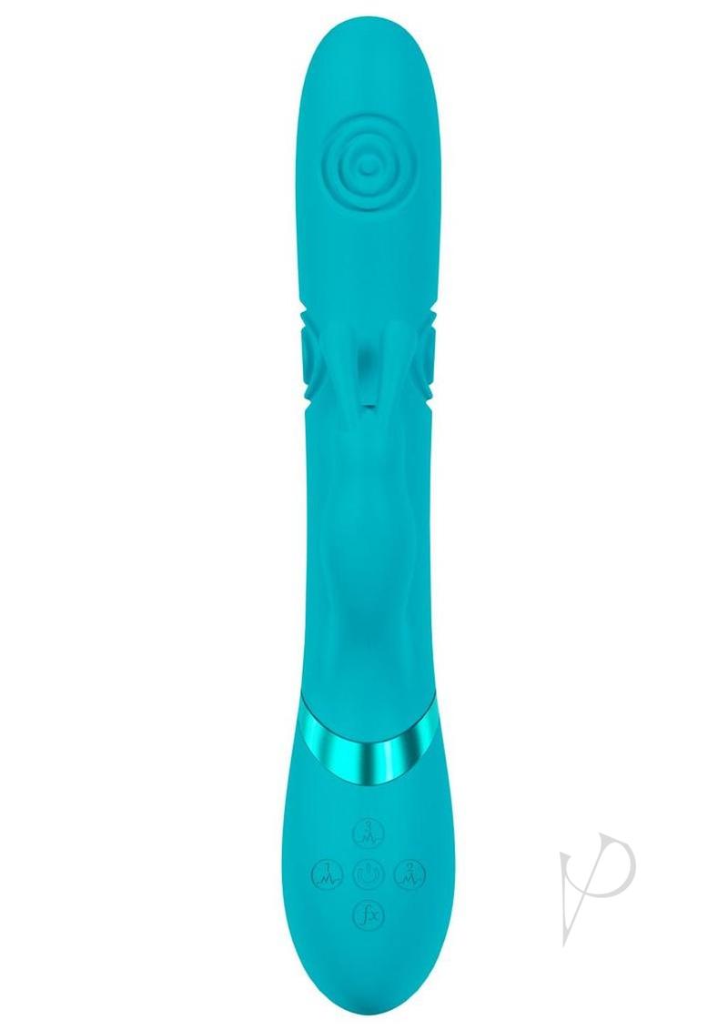Vive Mimi 10 Function Silicone Rechargeable Triple Motor G-Spot Vibrating and Tapping Rabbit - Blue