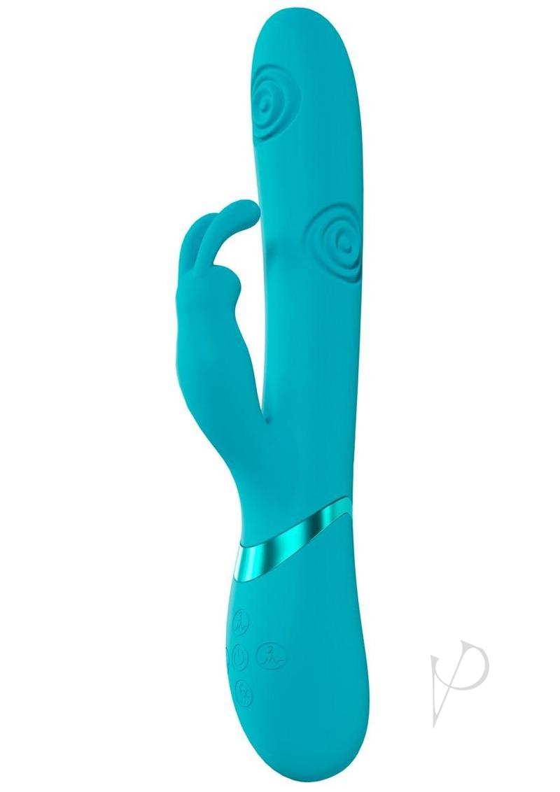 Vive Mimi 10 Function Silicone Rechargeable Triple Motor G-Spot Vibrating and Tapping Rabbit - Blue