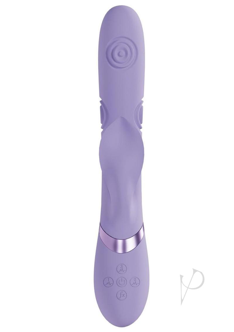 Vive Fronda Silicone Rechargeable Triple Motor G-Spot Vibrating and Tapping Leaf Clit Stimulator - Lavender