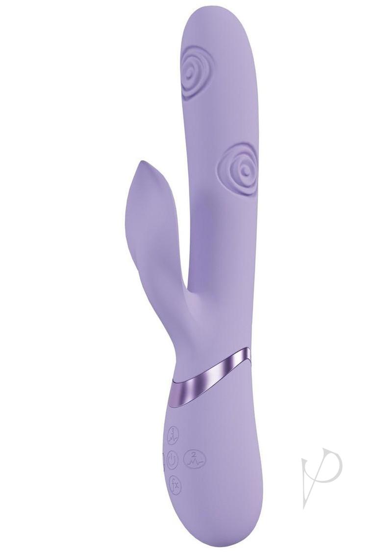Vive Fronda Silicone Rechargeable Triple Motor G-Spot Vibrating and Tapping Leaf Clit Stimulator - Lavender