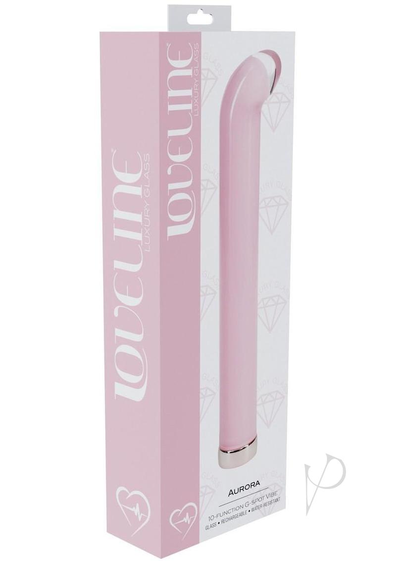 Loveline Aurora 10 Function Rechargeable Glass G-Spot Vibrator 6.3in - Pink