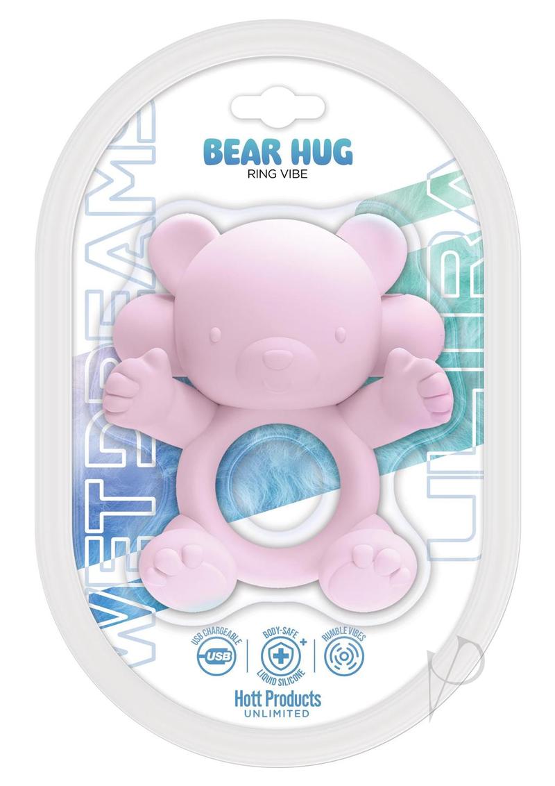 Wet Dreams Bear Hug Rechargeable Silicone Cock Ring - Pink