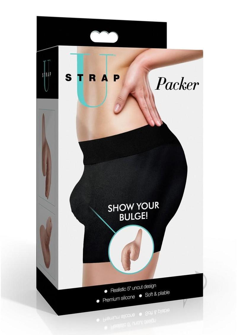 Strap U Uncut Packer Silicone 5.1in Dildo - Vanilla