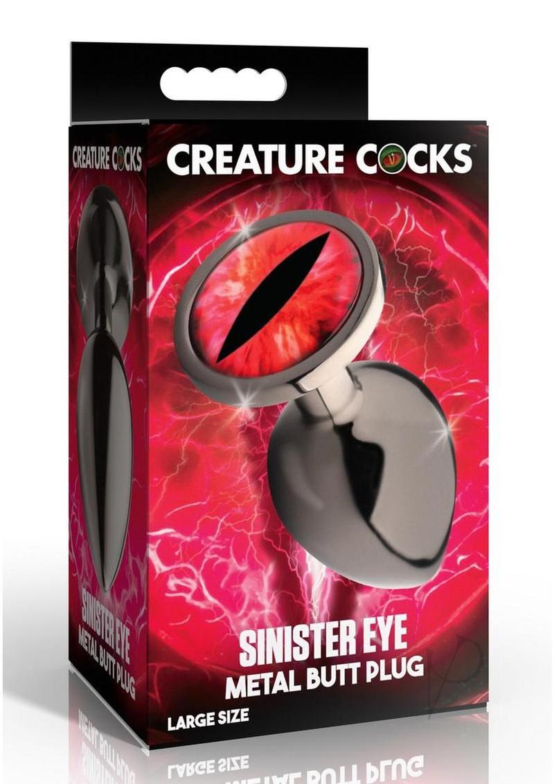 Creature Cocks Red Eye Metal Butt Plug - Large - Black/Red