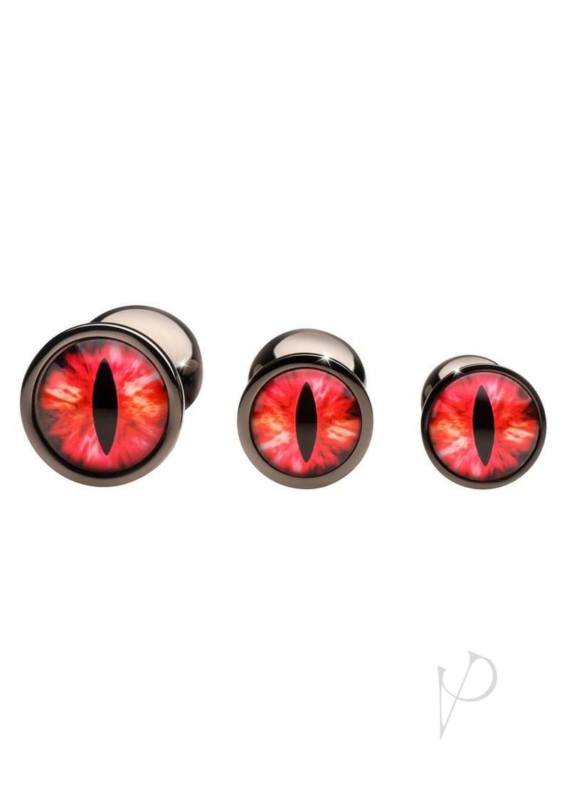 Creature Cocks Red Eye Metal Butt Plug Set (3 Piece) - Black/Red