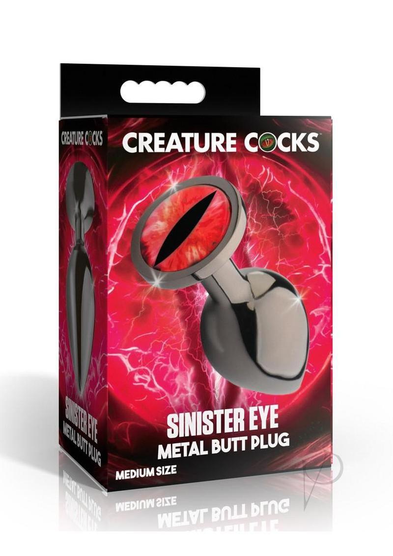 Creature Cocks Red Eye Metal Butt Plug - Medium - Black/Red