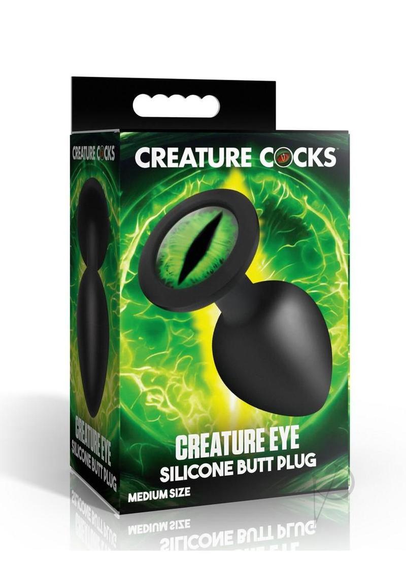 Creature Cocks Green Eye Silicone Butt Plug - Medium - Black/Green