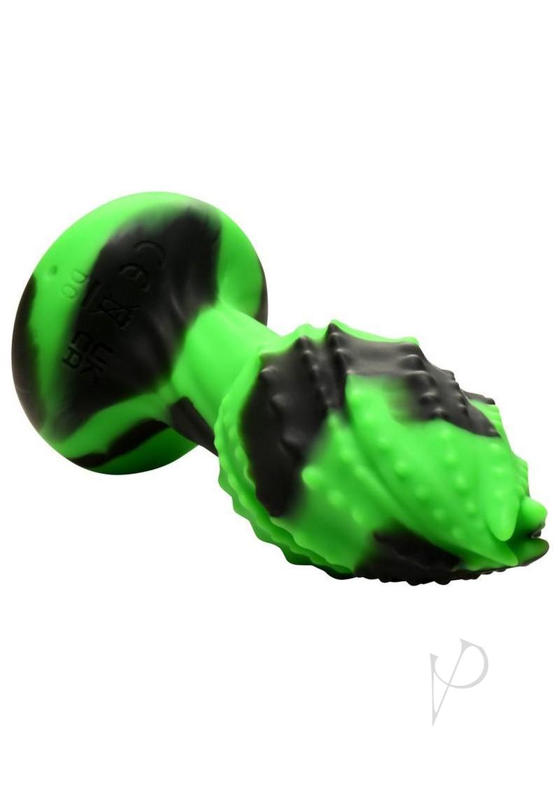 Creature Cocks Eye of the Spawn Rechargeable Silicone Vibrating and Squirming Butt Plug with Remote - Green