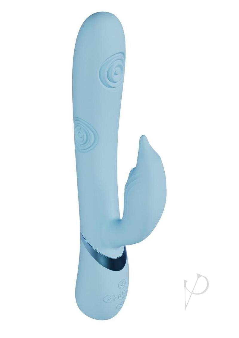 Vive Pallina Rechargeable Silicone Triple Motor G-Spot VIbrating and Tapping Beads Clit Stimulator - Blue