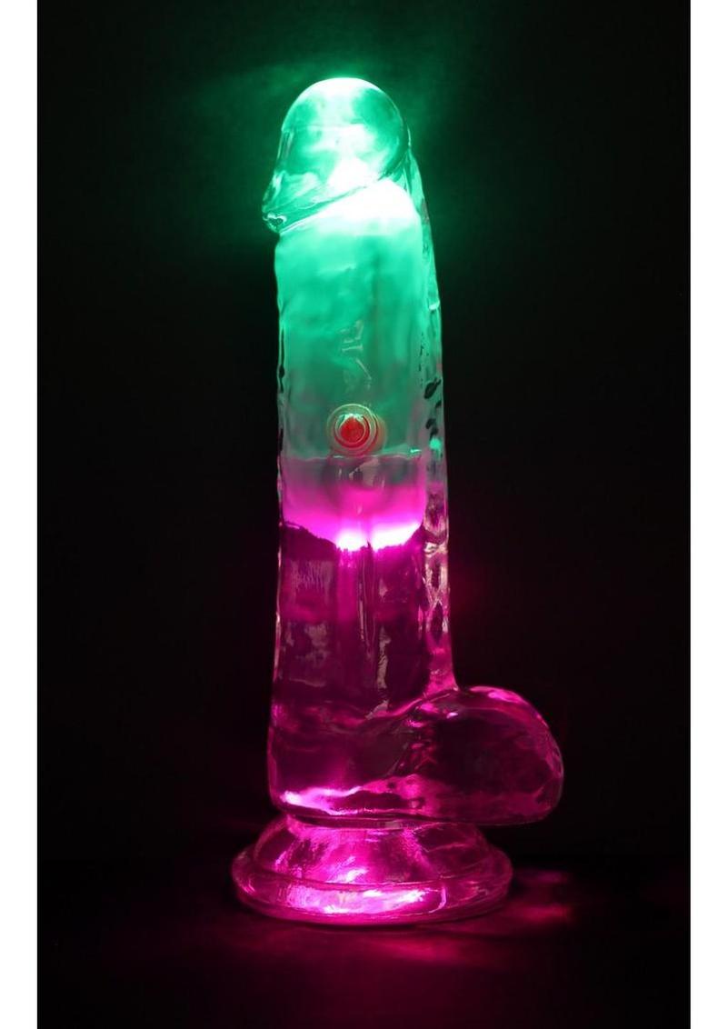 RealRock Rechargeable Dildo with Balls and Remote Control 6in - Clear