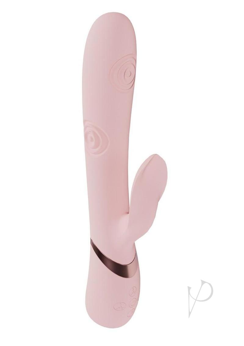 Vive Fronda Rechargeable Silicone Triple Motor G-Spot VIbrating and Tapping Leaf Clit Stimulator - Pink