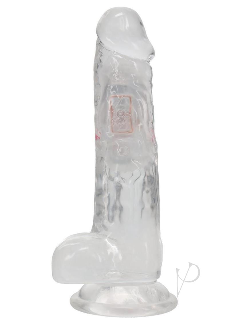 RealRock Rechargeable Dildo with Balls and Remote Control 7in - Clear
