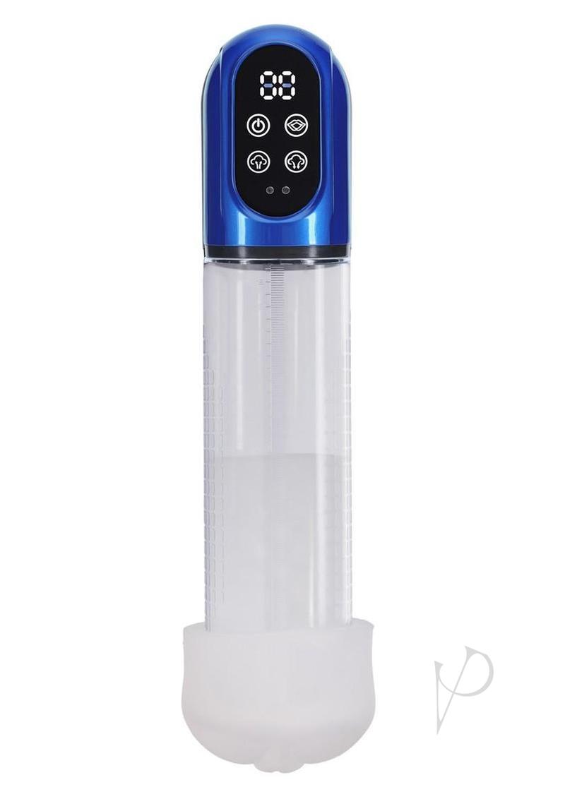 Pumped Engage  6 Function Automatic Rechargeable Penis Pump - Metallic Blue