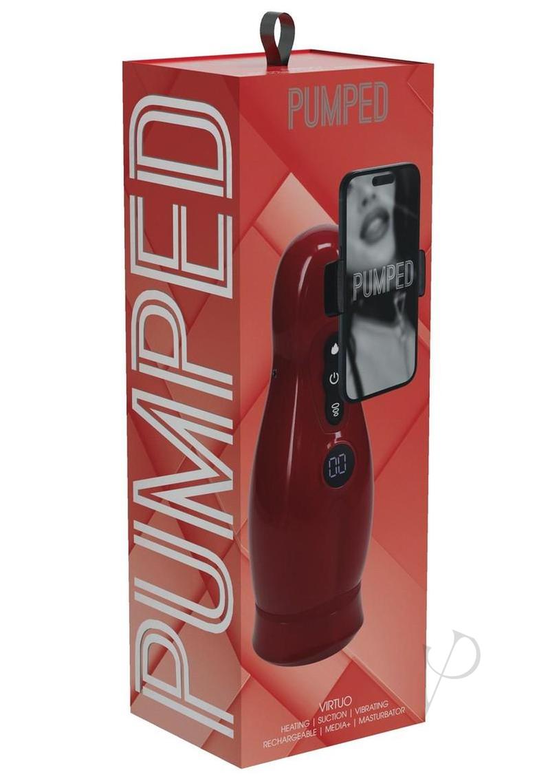 Pumped Virtuo 10 Function Suction Vibration Phone Attachment Rechargeable Masturbator - Metallic Red