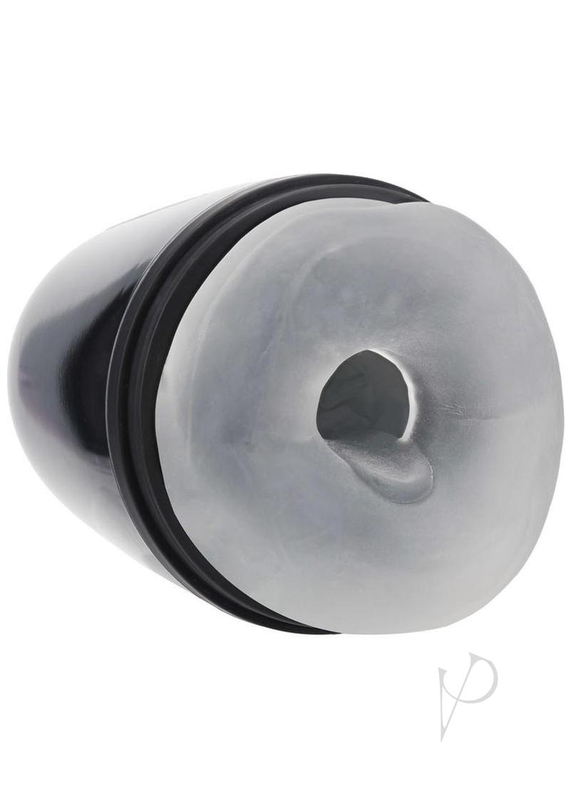 Pumped Vibrobator Pressure Suction 9 Function Vibrating Rechargeable Masturbator - Gun Metal