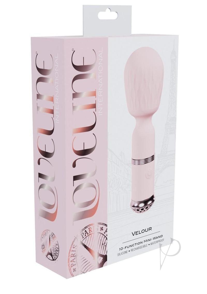Loveline Velour 10 function Rechargeable Silicone MIni-Wand - Pink
