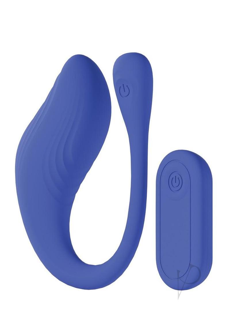 Loveline Velvet G-Spot 10 Function Rechargeable Silicone Vibrator with Remote Control - Blue
