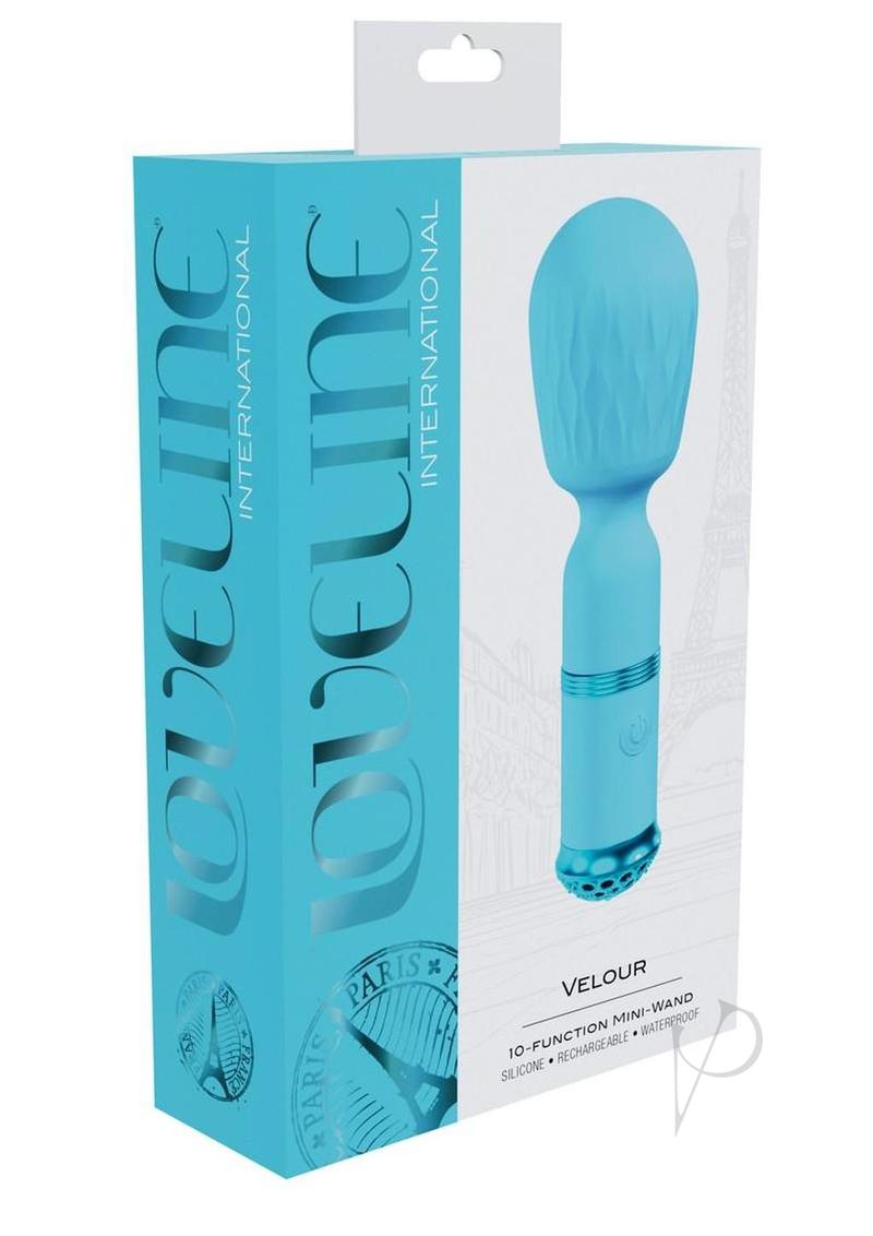 Loveline Velour 10 function Rechargeable Silicone MIni-Wand - Blue
