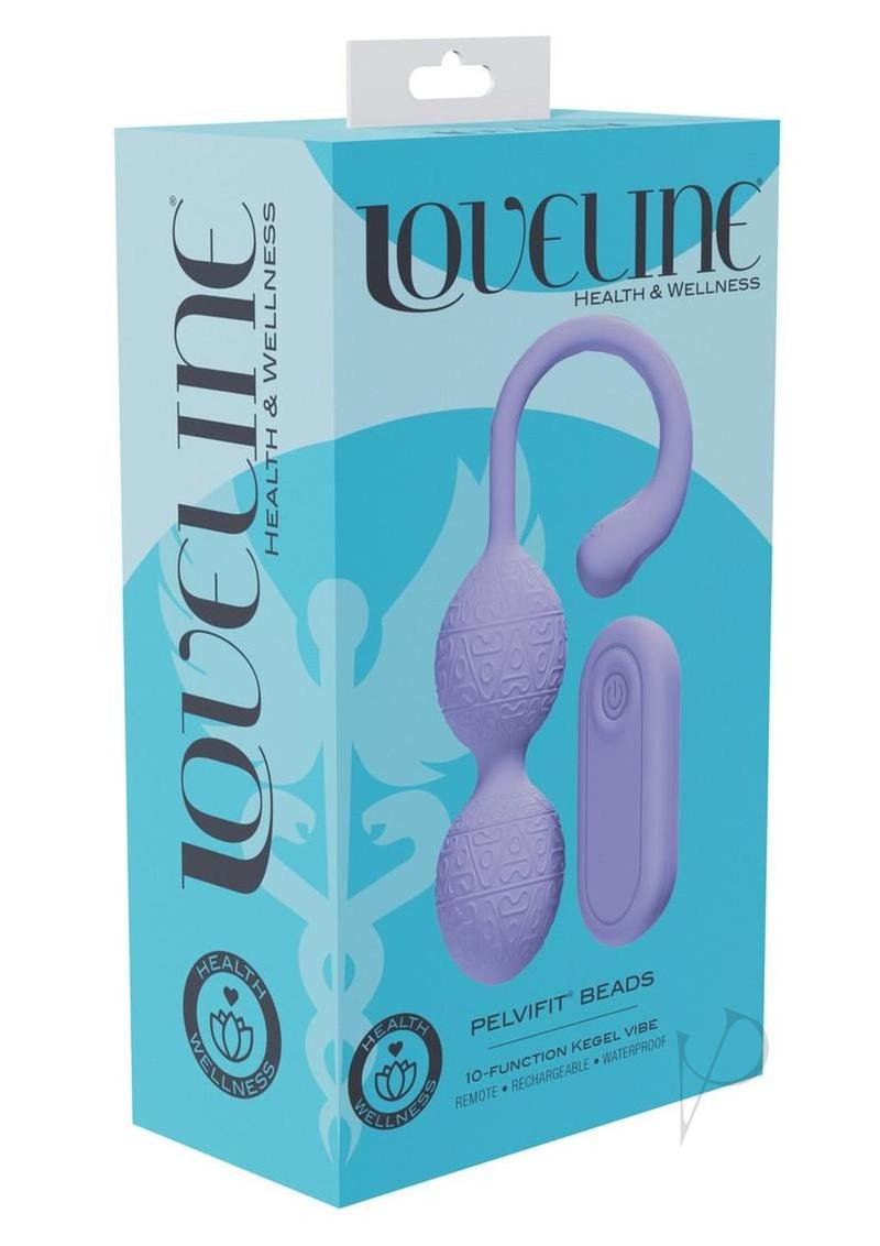 Loveline PelviFit Beads 10 Function Vibrating Rechargeable Silicone Kegel Vibe with Remote Control - Lavender