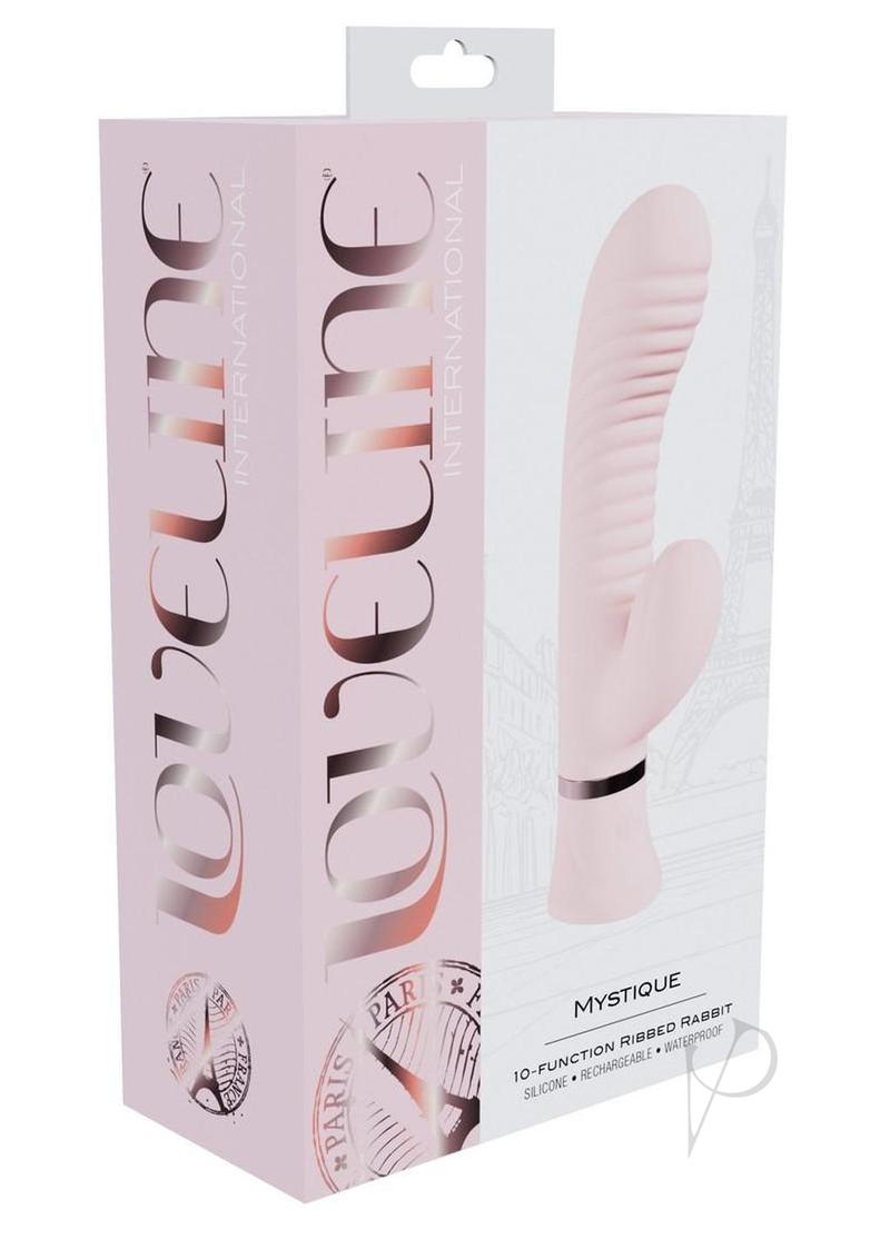 Loveline Mystique 10 Function Rechargeable Silicone Ribbed Rabbit - Pink