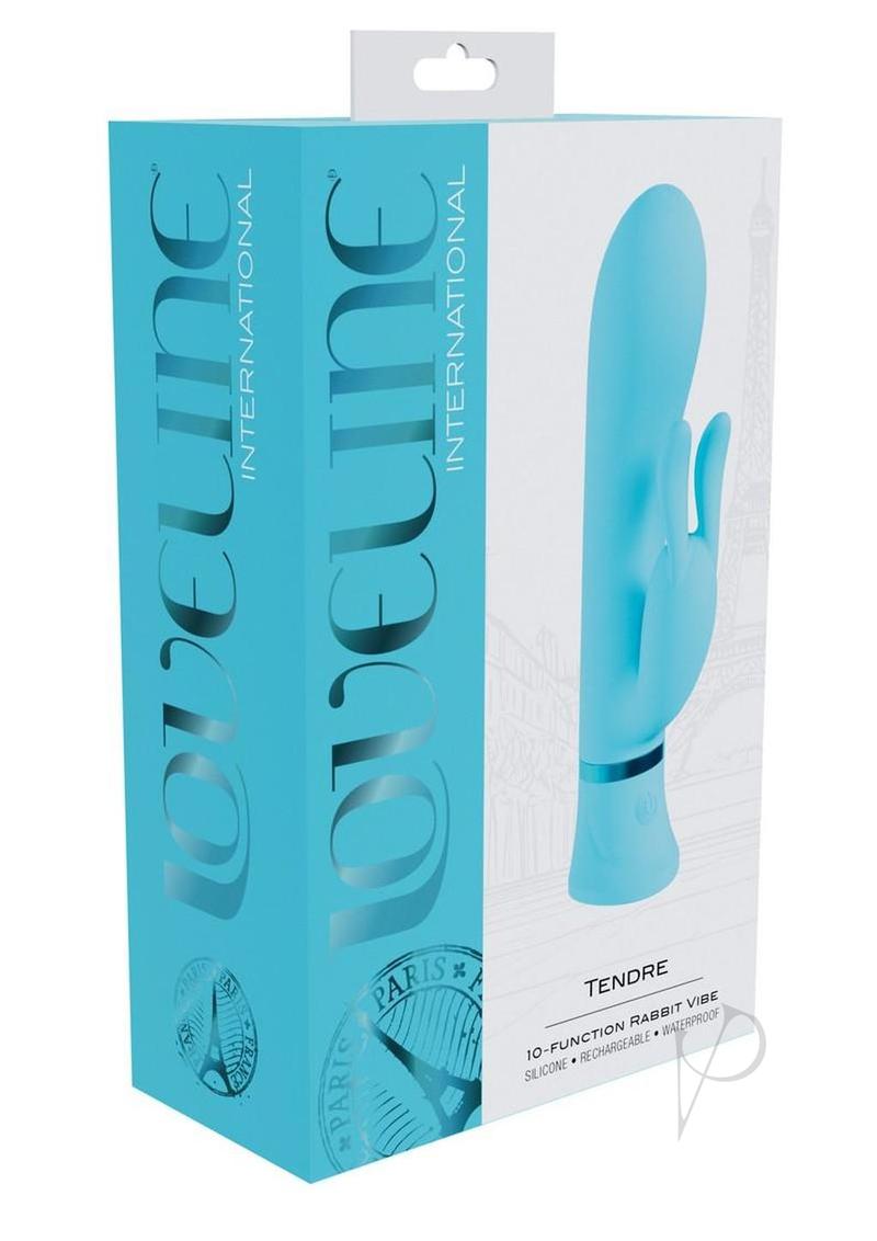 Loveline Tendre 10 function Rechargeable Silicone Rabbit Vibrator - Blue