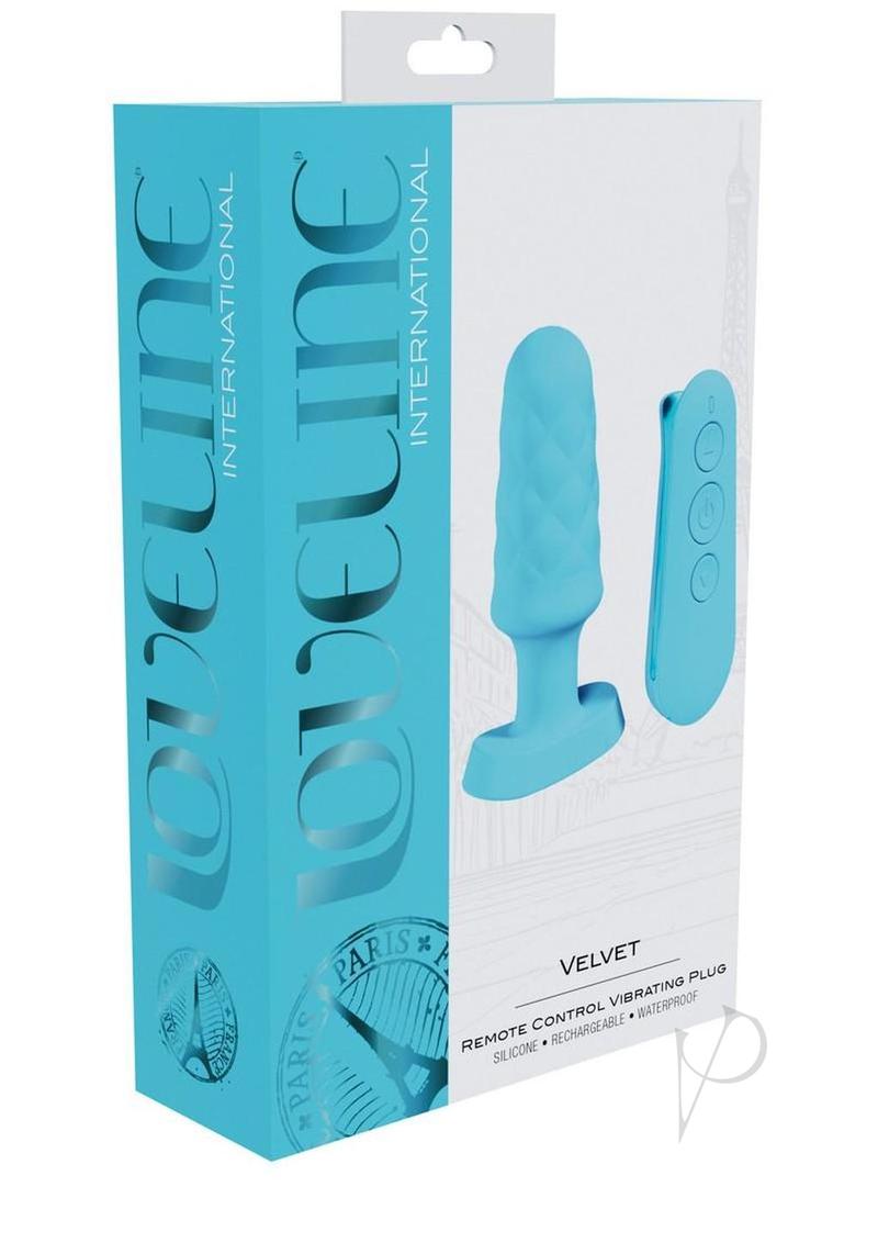 Loveline Velvet Rechargeable Silicone Vibrating Plug with Remote Control - Blue