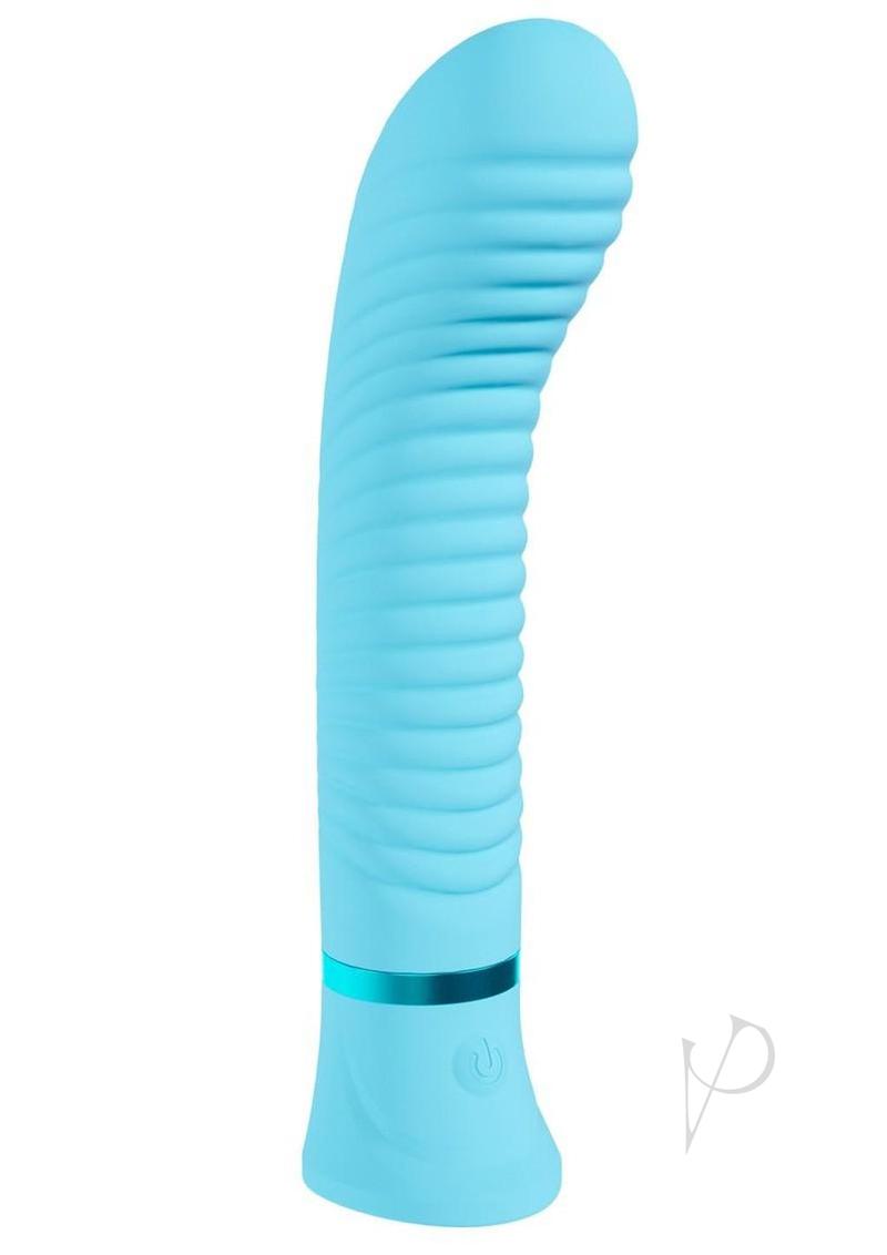 Loveline Divine 10 Function Rechargeable Silicone Ribbed G-Spot Vibrator - Blue