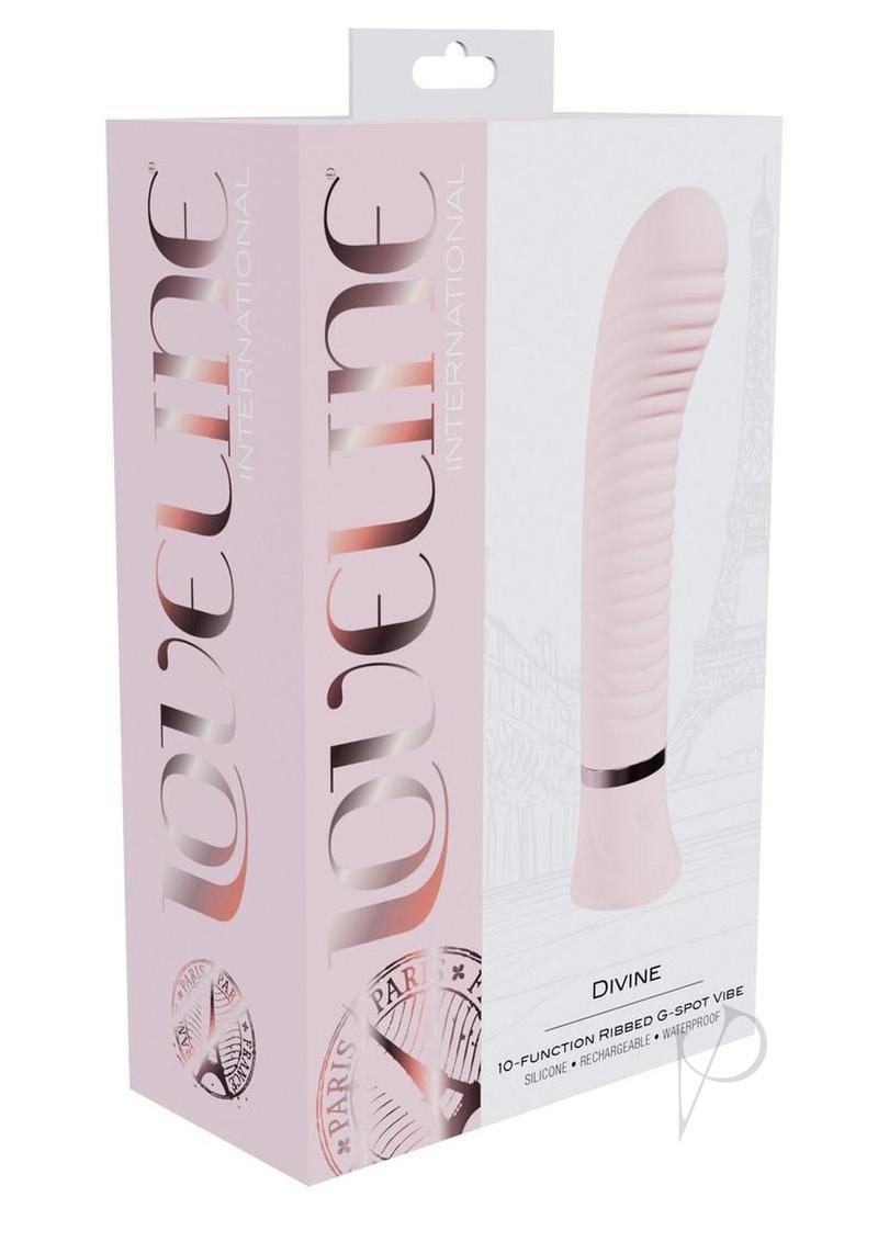 Loveline Divine 10 Function Rechargeable Silicone Ribbed G-Spot Vibrator - Pink