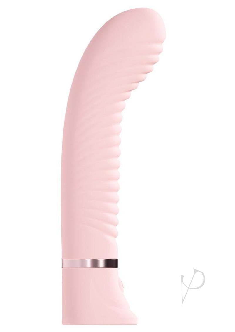 Loveline Divine 10 Function Rechargeable Silicone Ribbed G-Spot Vibrator - Pink