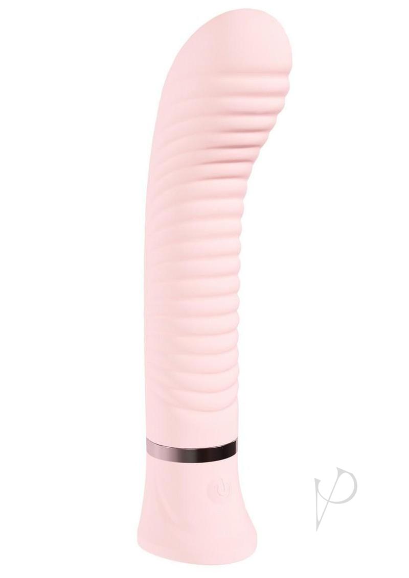 Loveline Divine 10 Function Rechargeable Silicone Ribbed G-Spot Vibrator - Pink