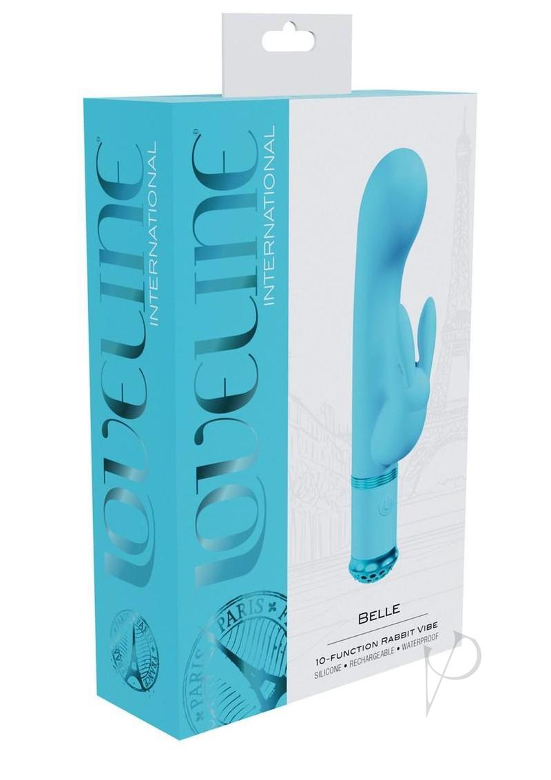 Loveline Belle 10 Function Rechargeable Silicone Rabbit Vibrator - Blue