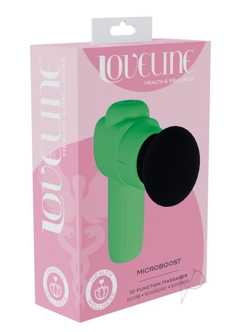 Loveline MicroBoost 10 Function Vibrating Rechargeable Silicone Massasger- Green