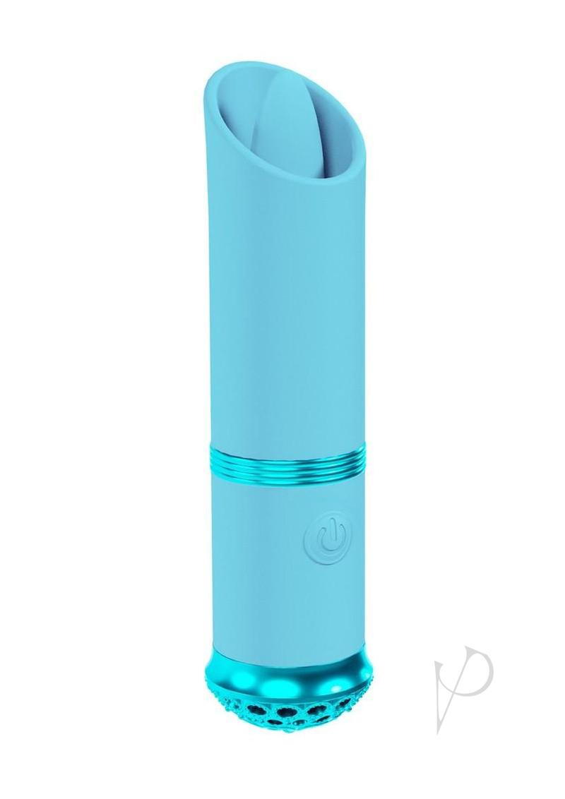 Loveline Luxe 10 Function Mini Lipstick Rechargeable Silicone Vibrator - Blue
