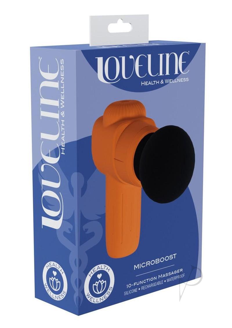 Loveline MicroBoost 10 Function Vibrating Rechargeable Silicone Massager - Orange