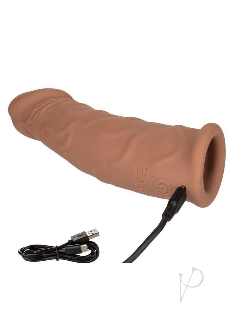 Performance Maxx Rechargeable Silicone Vibrating Extension 7in - Caramel