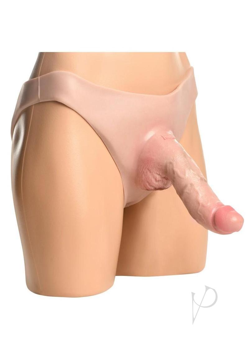 Master Series Curved Hollow Silicone Strap-On - Vanilla