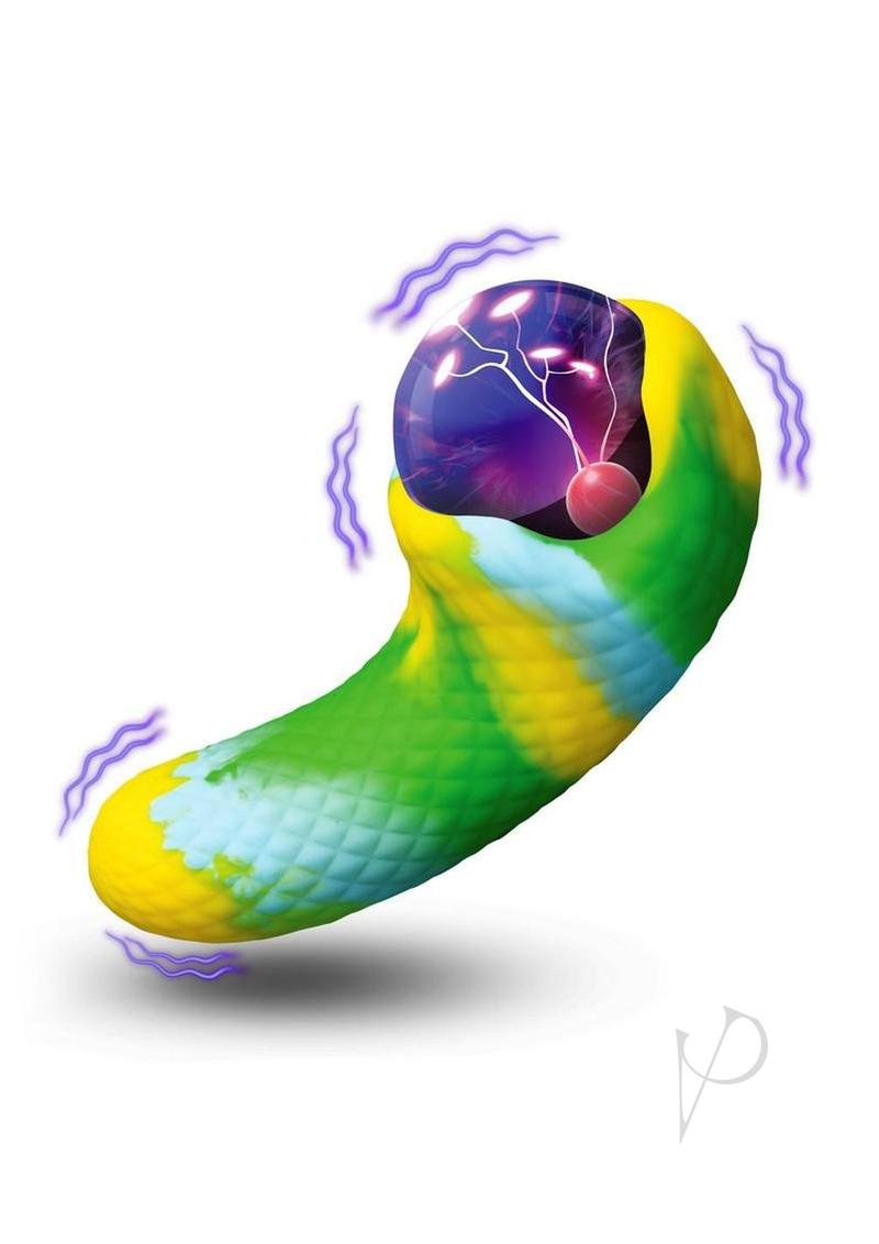 Creature Cocks Electric Eye Plasma Rechargeable Silicone Light-Up Vibrator - Green/Yellow