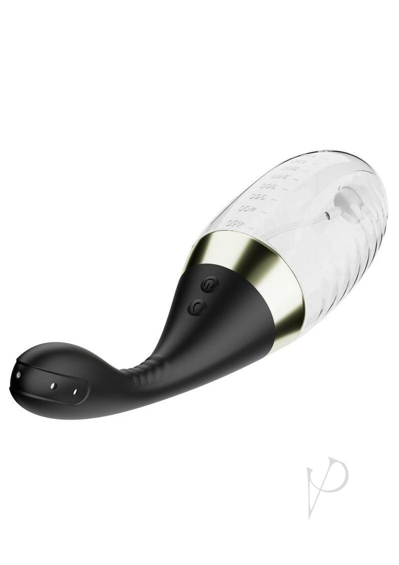 Anal Adventures Platinum Aqua Jet Rechargeable Silicone Anal Douche with Remote - Black/Clear