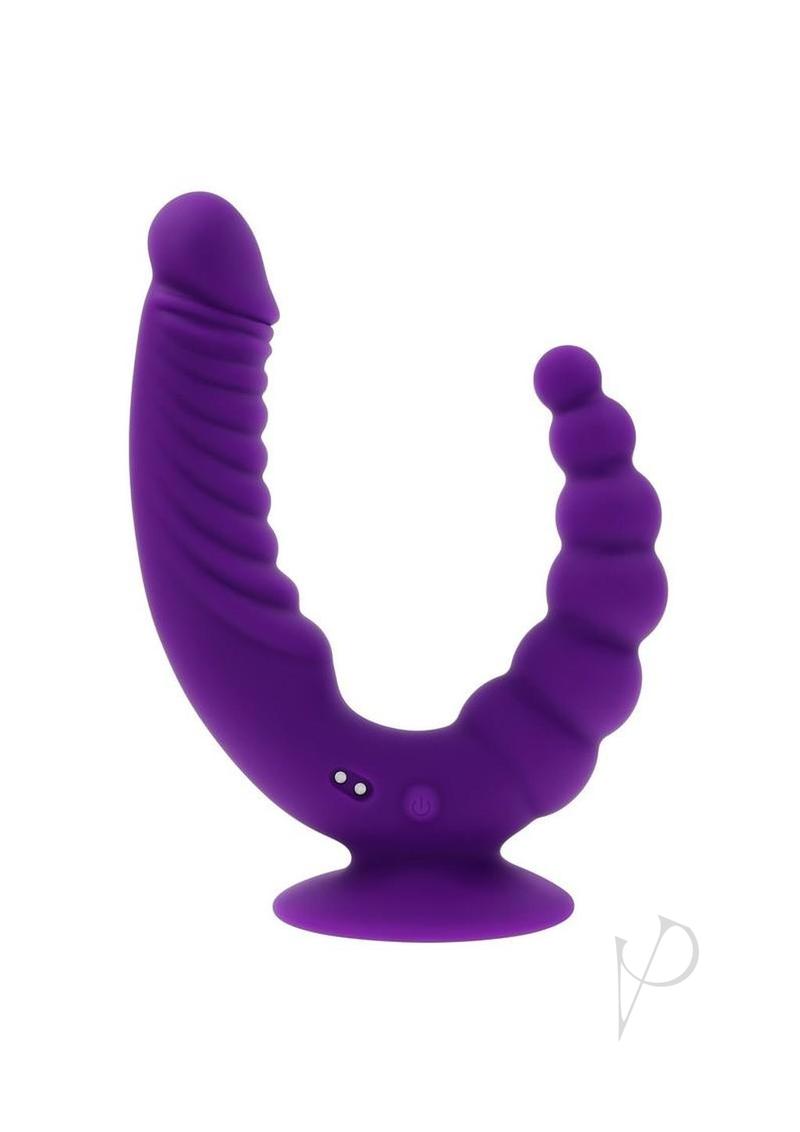 Rider Rechargeable Silicone Double End Vibrator - Purple