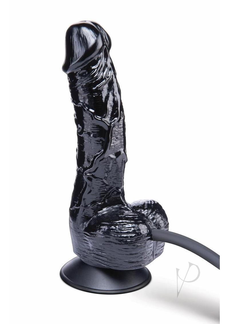 Size Up Ripple Inflatable Silicone Dildo with Balls 6in - Black