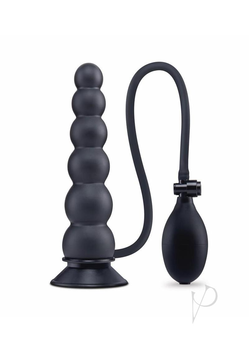Size Up Ripple Inflatable Silicone Butt Plug 7in - Black