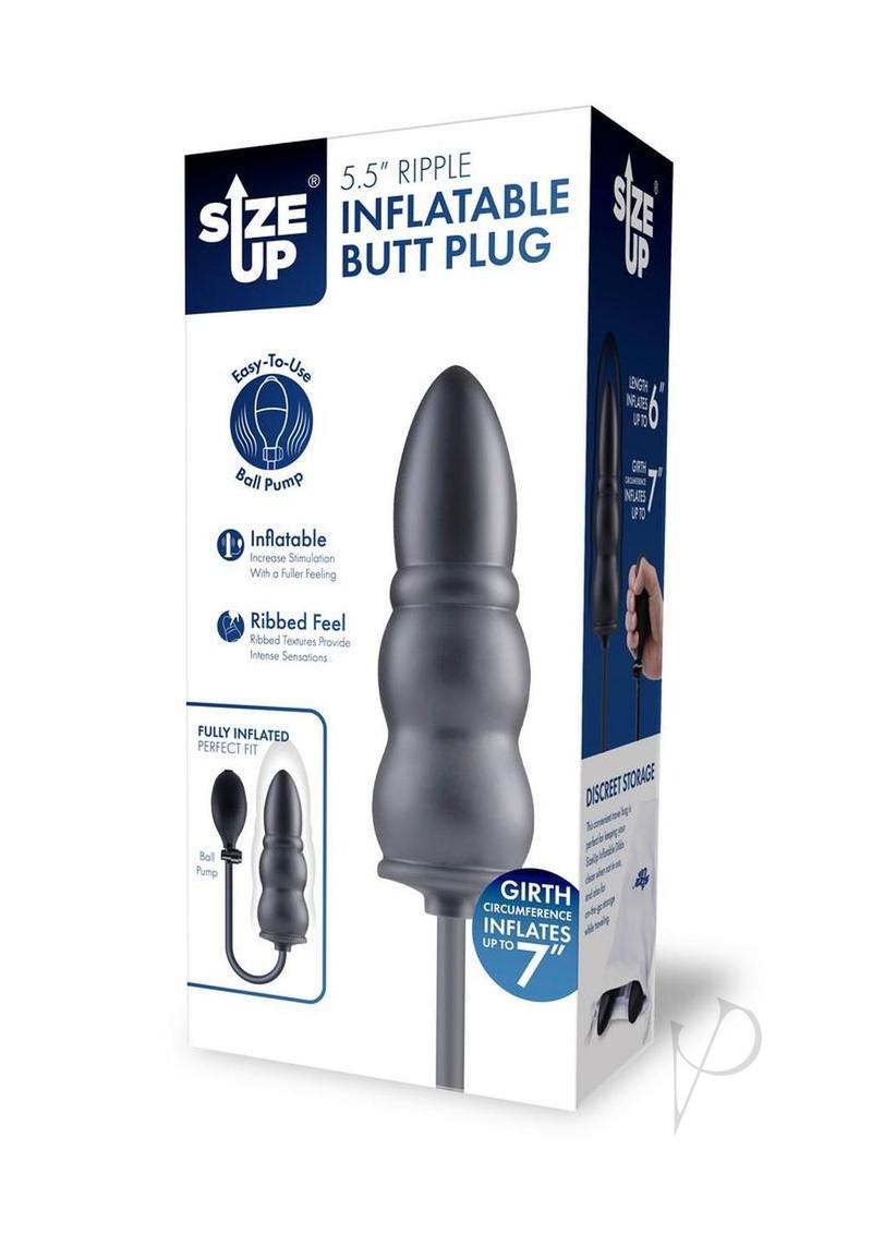 Size Up Ripple Inflatable Silicone Anal Probe 5.5in - Black