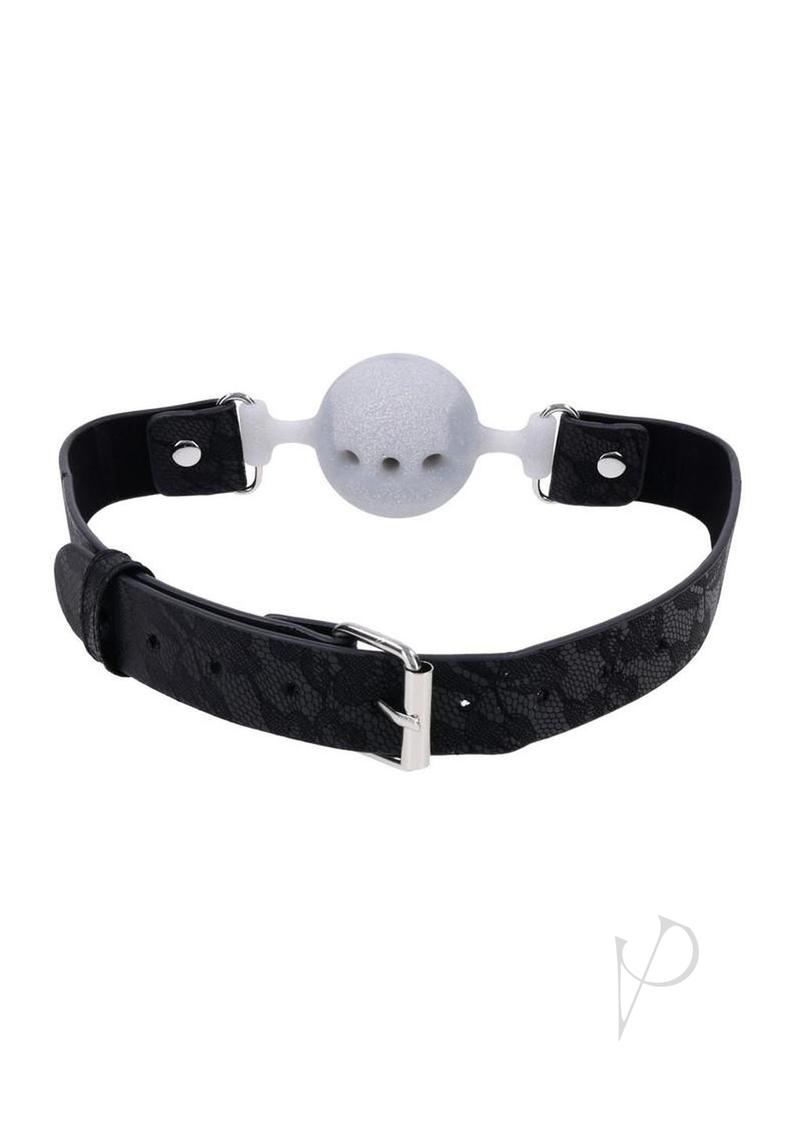 Sex and Mischief Lace Silicone Breathable Ball Gag - Silver/Black