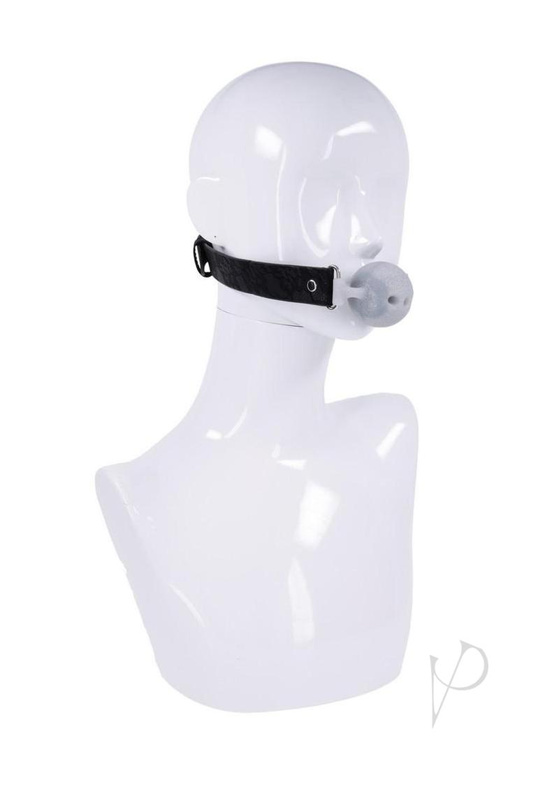 Sex and Mischief Lace Silicone Breathable Ball Gag - Silver/Black