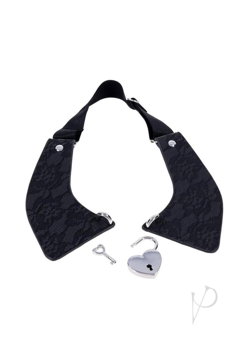 Sex and Mischief Heartbound Lace Day Collar - Black/Silver