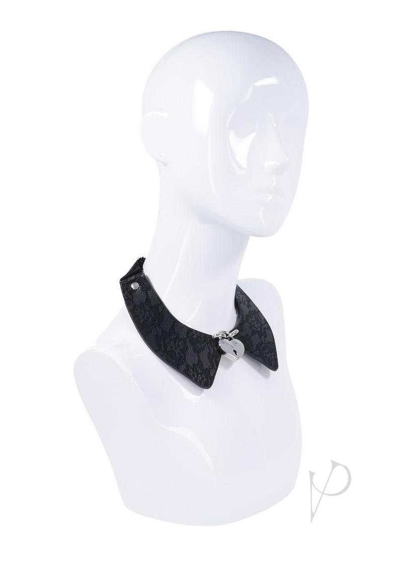Sex and Mischief Heartbound Lace Day Collar - Black/Silver