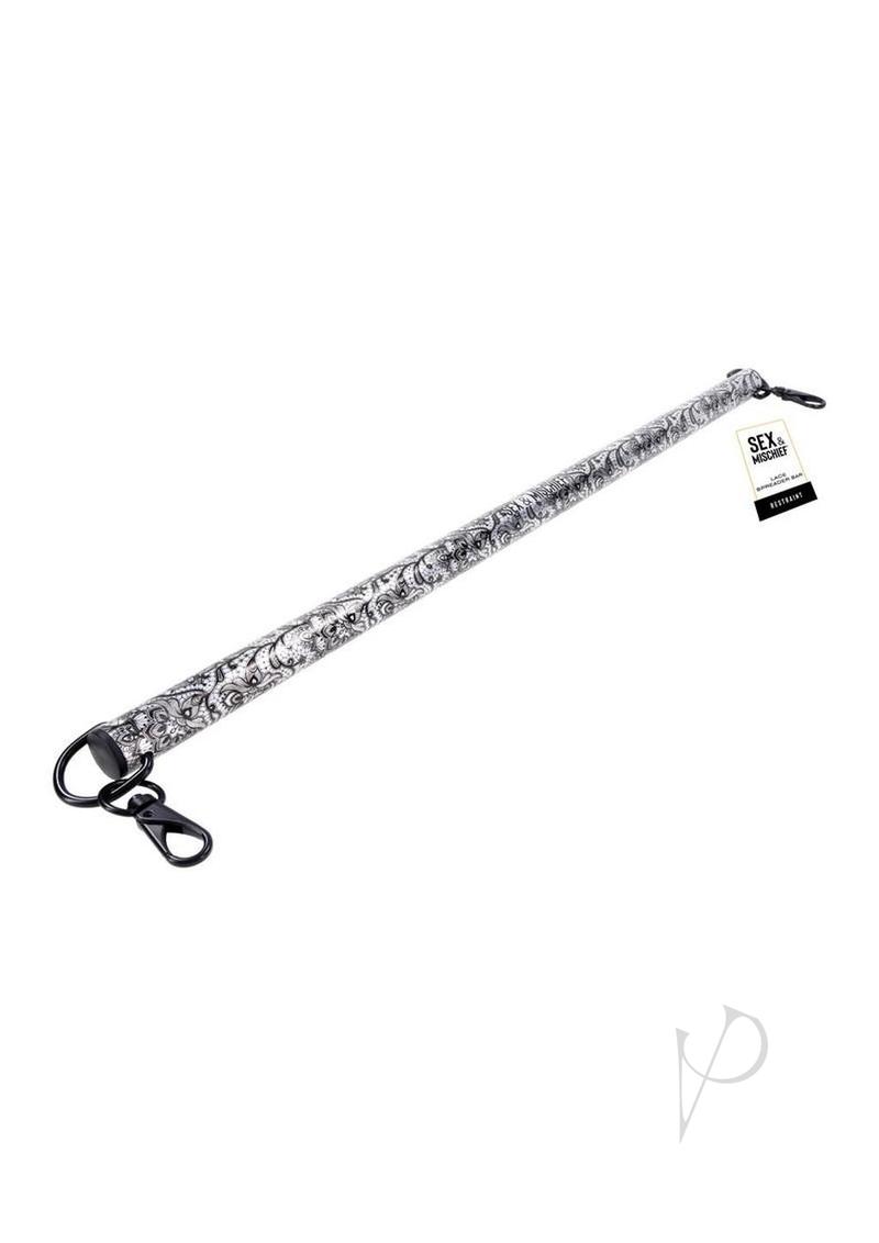 Sex and Mischief Lace Spreader Bar - Silver/Black