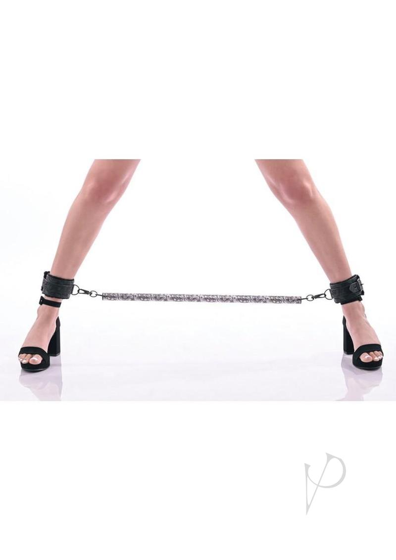 Sex and Mischief Lace Spreader Bar - Silver/Black