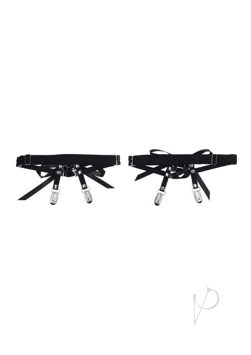 Sex and Mischief Laced Up Garters - Black