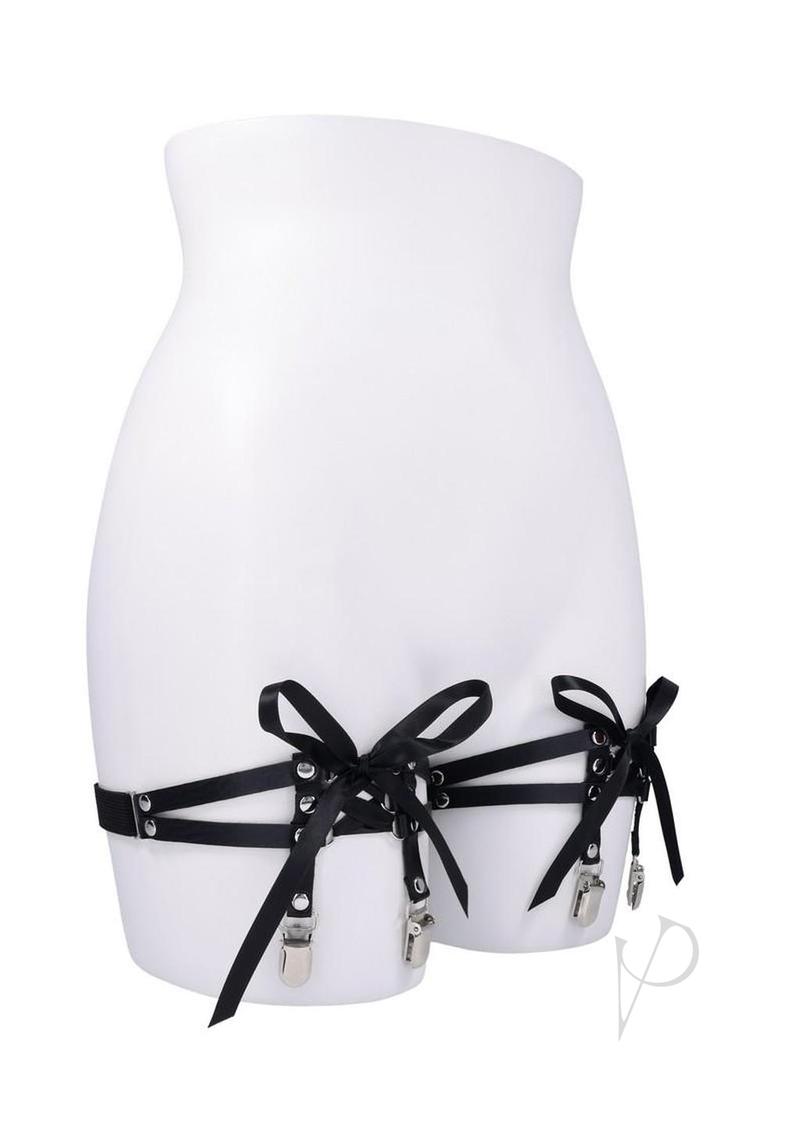 Sex and Mischief Laced Up Garters - Black